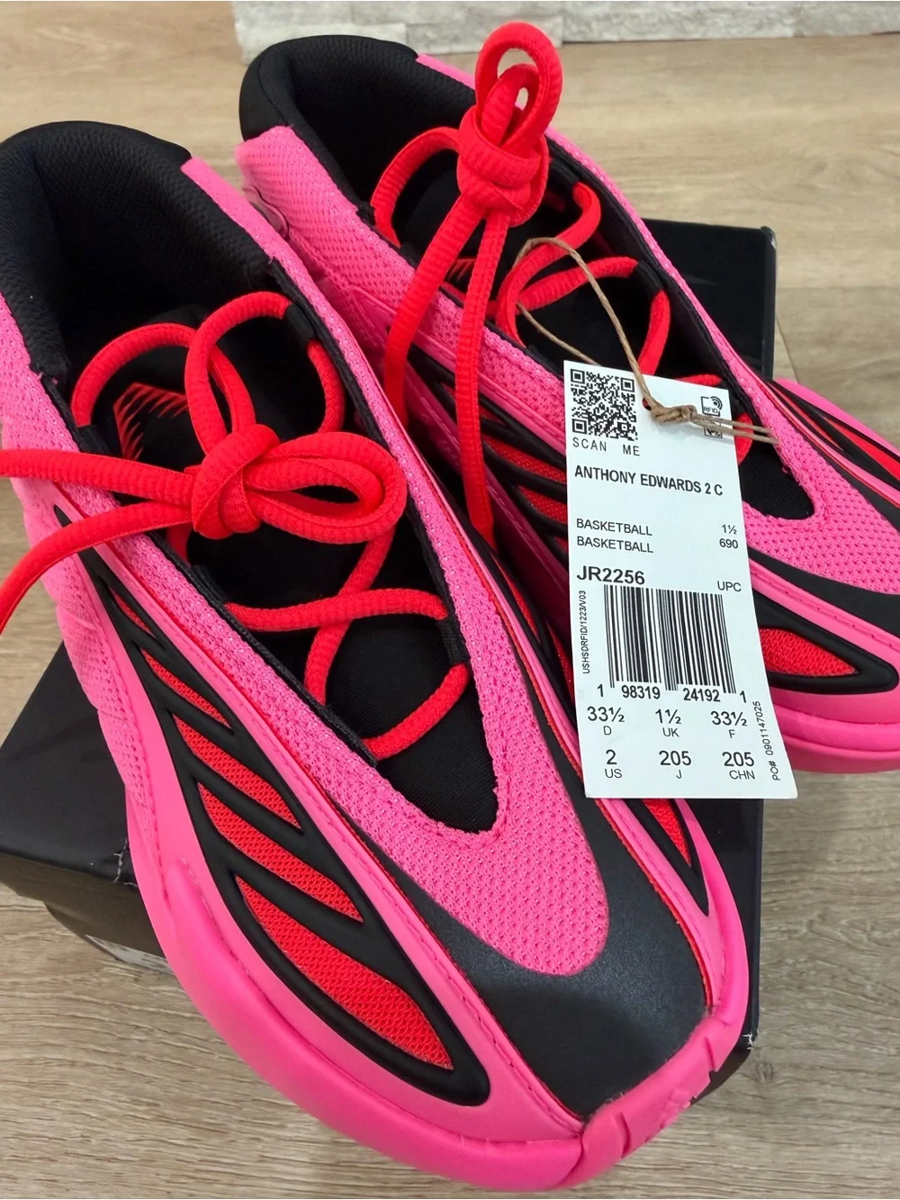 adidas Kids Pink & Black Anthony Edwards 2 C Basketball Shoes